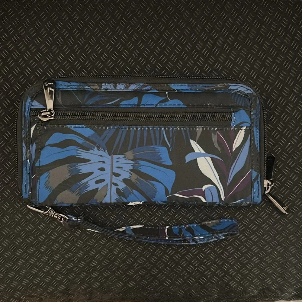 Lug Splits XL wallet botanical black w bonus free lug pen in rainbow navy NWOT